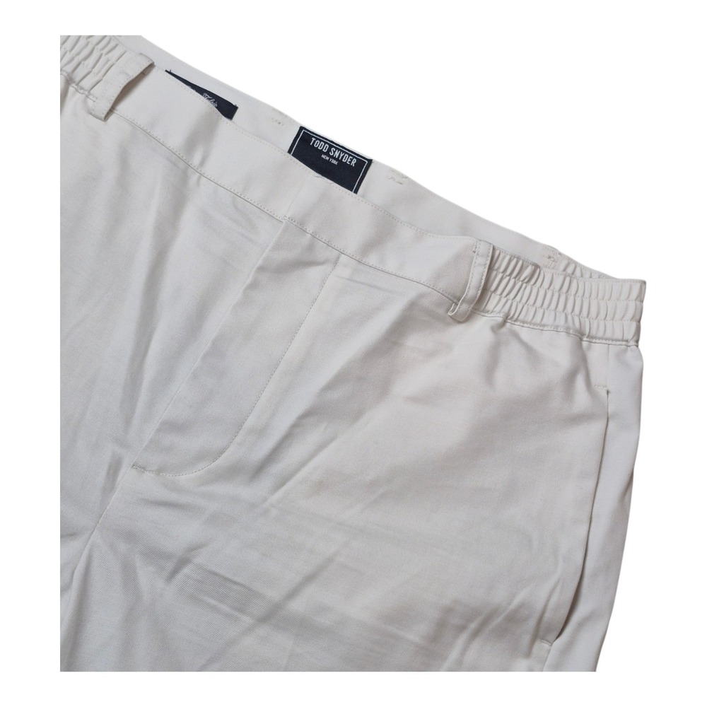 Todd Snyder Men's L Italian Fabric Wool Blend Elastic Waist Trouser Pants Cream